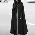 ZANZEA Cosplay Novel Shawl Women Hooded Cloak Button Pluvial Cocktail Long Coat. 