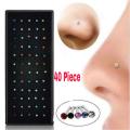 40 Pieces Stone Nose Pin For Women (Full box) multicolour Nakful nose pin by amader shop onnorokom.