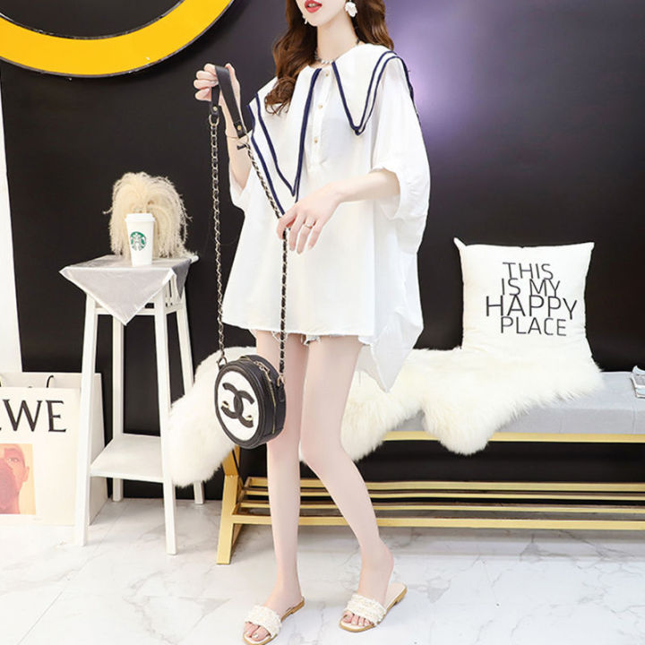 Doll%20Collar%20T%20T-shirt%20Women's%20Shirt%20New%20Summer%20Western%20Style%20Youthful-Looking%20Loose%20Large%20Short%20Sleeve%20Top%20for%20Female%20Students%20ins%20Korean%20Style%20-%20Image%208