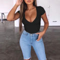 Women Body Suit Casual Slim Jumpsuit Romper Girl Bodysuit Solid Short Sleeve Suit Clothes Clothing Catsuit Top Para. 