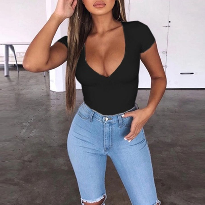 Women%20Body%20Suit%20Casual%20Slim%20Jumpsuit%20Romper%20Girl%20Bodysuit%20Solid%20Short%20Sleeve%20Suit%20Clothes%20Clothing%20Catsuit%20Top%20Para%20-%20Image%203