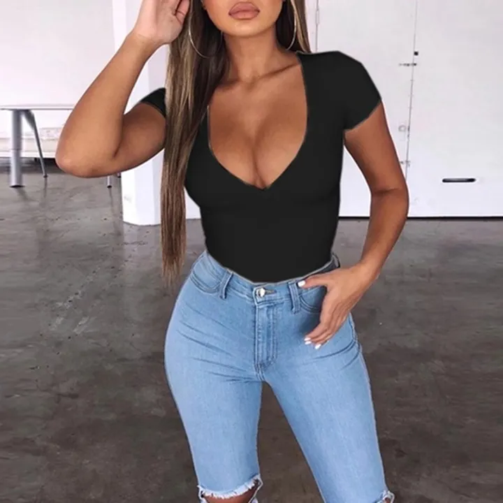 Women%20Body%20Suit%20Casual%20Slim%20Jumpsuit%20Romper%20Girl%20Bodysuit%20Solid%20Short%20Sleeve%20Suit%20Clothes%20Clothing%20Catsuit%20Top%20Para%20-%20Image%203