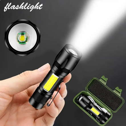 Portable Rechargeable LED Flashlight Mini Zoom COB Torch High Power Camping Strong Lamp Waterproof Adjustable Penlight