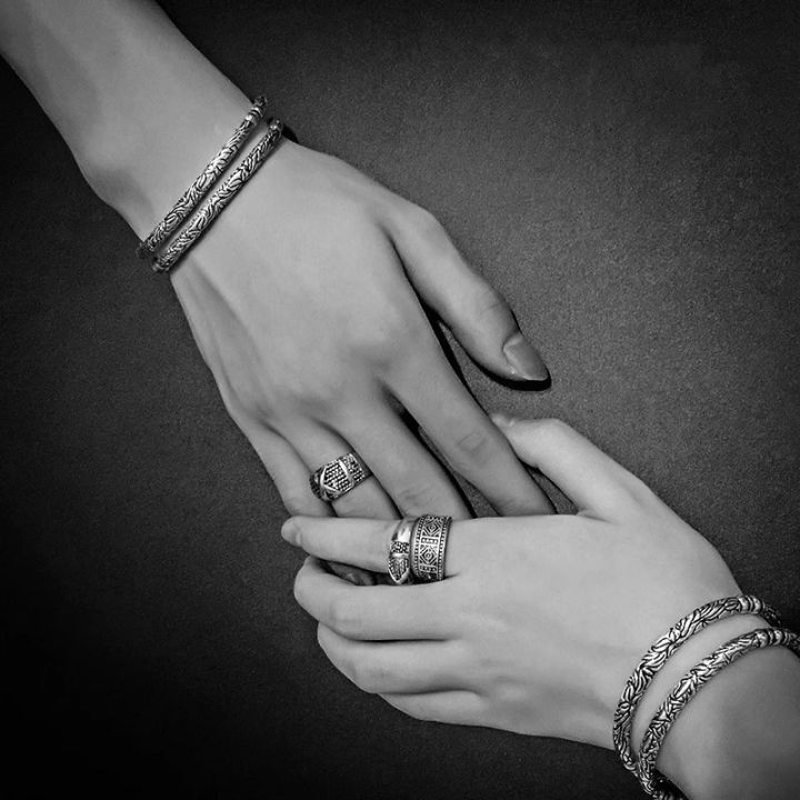The Mystic Nine Buddha Bracelet Zhang Qishan Retro Temperament Marcasite Ring Men and Women Couples Openings Bracelet All-Matching Accessories