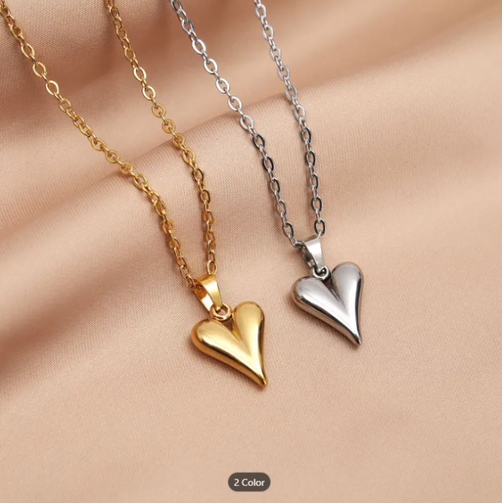 Dainty Gold Gold Heart Chain Necklace Heart Pendant Choker