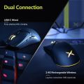 Delux M800 RGB 2.4Ghz Wireless Gaming Mouse Dual Mode 16000 DPI Lightweight Ergonomic 1000Hz Mice with Soft rope Cable. 