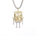 Cross-border temu new hollow SpongeBob SquarePants Skull Long Necklace Female Sweet Cool Wind Design Pendant. 