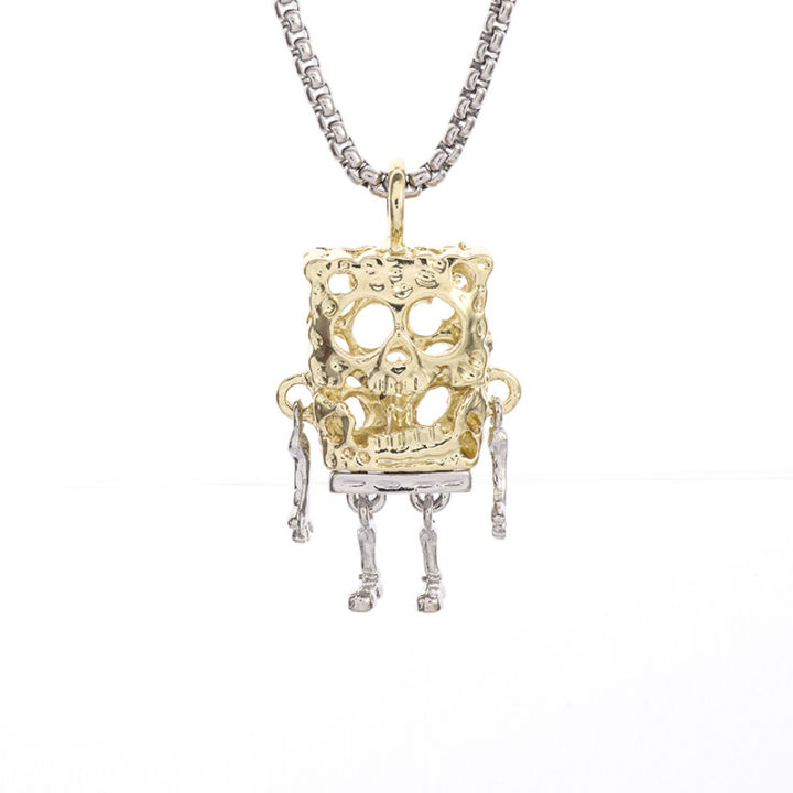 Cross-border%20temu%20new%20hollow%20SpongeBob%20SquarePants%20Skull%20Long%20Necklace%20Female%20Sweet%20Cool%20Wind%20Design%20Pendant%20-%20Image%205