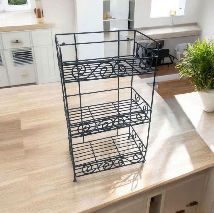3Tier Metal kitchen rack Indoor, kitchen tools Stand spice jar Rack ...
