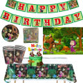 Mashas and the Bear Theme Party Decor Disposable Tableware Cup Plate Napkin Tablecloth Balloon Kids Girls Birthday Bath Supplies.