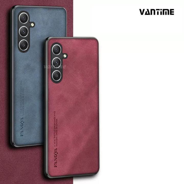 Vantime for Samsung Galaxy A34 5G Case Soft Pure Leather Slim Matte Back Cover