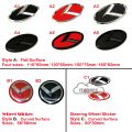KIA Logo Car Front Grill Emblem Sticker Rear Trunk Emblem Badge Auto Steering Wheel Center Hub Cover Stickers Tire Fashion Modified Accessories For Kia Forte Spectra Rio Picanto Sorento Cerato Carnival Rondo K5 K3 K2 K4. 