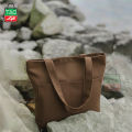 Canvas Tote Bag with Zipper and Outside Big Pockets Dark Brown Color  for Trendy fashionable Girls/Stylish Canvas Tote Bag for Women. 