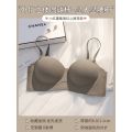 Hemispheric cup underwear women's small gathered thickened and expanded bra flat chest AA cup non-empty cup seamless bra is large. 