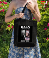 Customizely JJK ANIME design Printed Black and White Canvas Tote Bag with Zipper for Girls. 