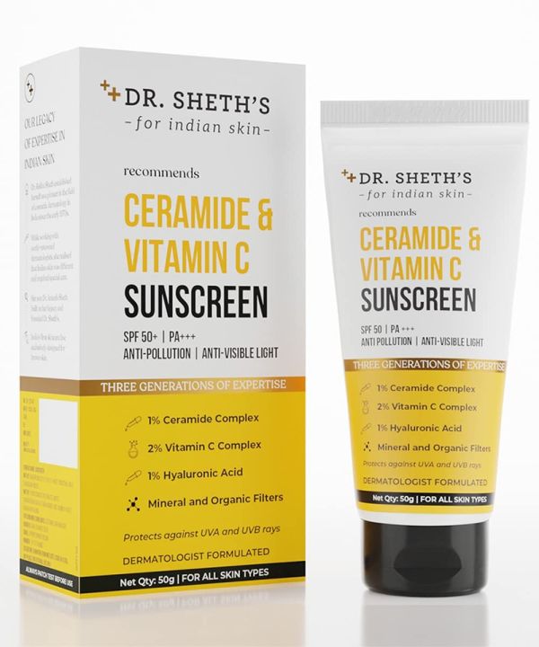 Dr. Sheth's Ceramide & Vitamin C Sunscreen SPF 50+ PA+++-50 gram