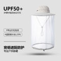 Outdoor sun hat big brim sun hat mesh mask protective fishing hat fisherman hat insect repellent hat wholesale.