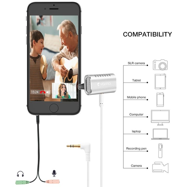 Yanmai%20R977%20Recording%20Clip-on%20Lapel%20Mic%20Lavalier%20Omni-directional%20Double%20Condenser%20Microphone,%20Compatible%20with%20PC/iPad/Android%20and%20others,%20for%20Live%20Broadcast,%20Show,%20KTV,%20etc%20(Silver)%20-%20Image%206