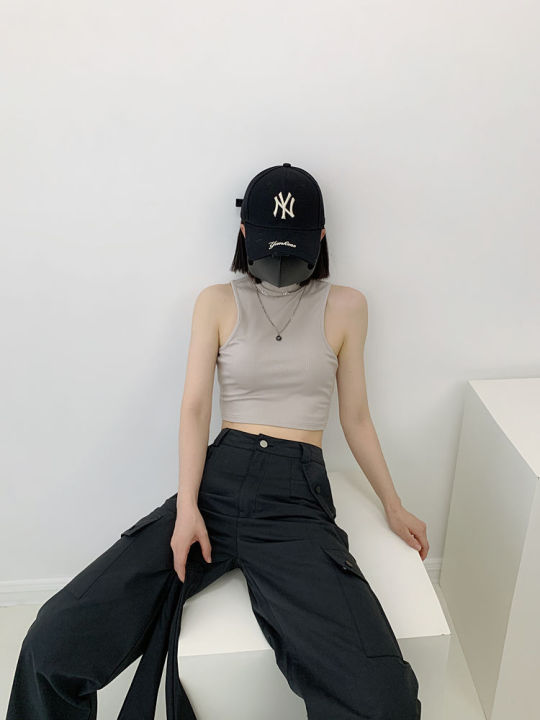 Half%20Turtleneck%20Hot%20Girl%20Sleeveless%20Top%20for%20Women%20ins%20Trendy%20American%20Slim%20Fit%20Midriff-Baring%20Outer%20Wear%20Inner%20Wear%20Short%20Vest%20-%20Image%204