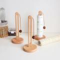 Wooden Kitchen Dining Table Worktop Round Tissue Paper Towel Stand Free Standing Roll Holder with Non-Slip Pad. 