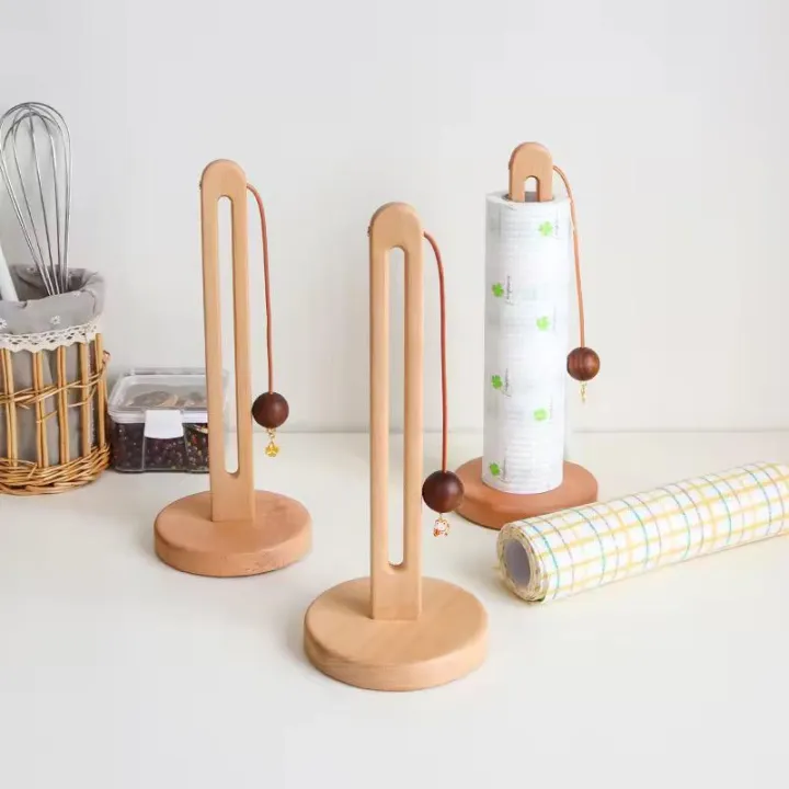 Wooden%20Kitchen%20Dining%20Table%20Worktop%20Round%20Tissue%20Paper%20Towel%20Stand%20Free%20Standing%20Roll%20Holder%20with%20Non-Slip%20Pad%20-%20Image%204