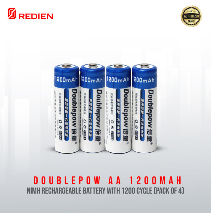 Doublepow AA Size 1.2V 1200mAh Ni-MH Rechargeable Battery with 1200 Cycle (Pack of 4) (No Battery Charger Included)