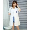 Korean Style White Gown Doctor's Overall Men's Overalls Summer Thin Short-Sleeved Clothes Lab Coat Nurse Beauty Salon. 