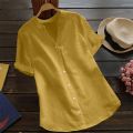 Stylish Simplicity: Women’s Imitation Cotton Button Down Shirts. 
