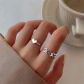 Silver Color Hollowed Heart Shape Open Ring Set. 