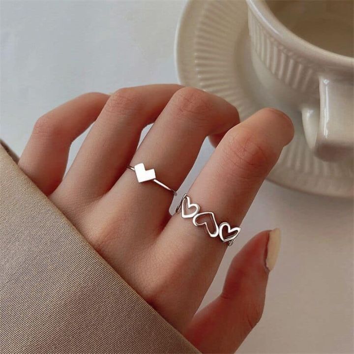 Silver%20Color%20Hollowed%20Heart%20Shape%20Open%20Ring%20Set%20-%20Image%203