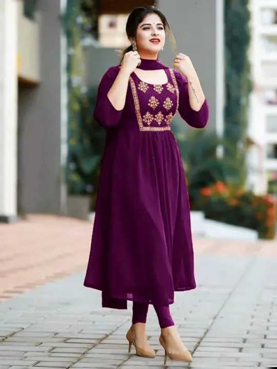 Most%20demanding%20Double%20Diamond%20Georgette%20Computer%20Embroidery%20Work%20Readymade%20Gown%20Three%20Piece%20-%20Image%203