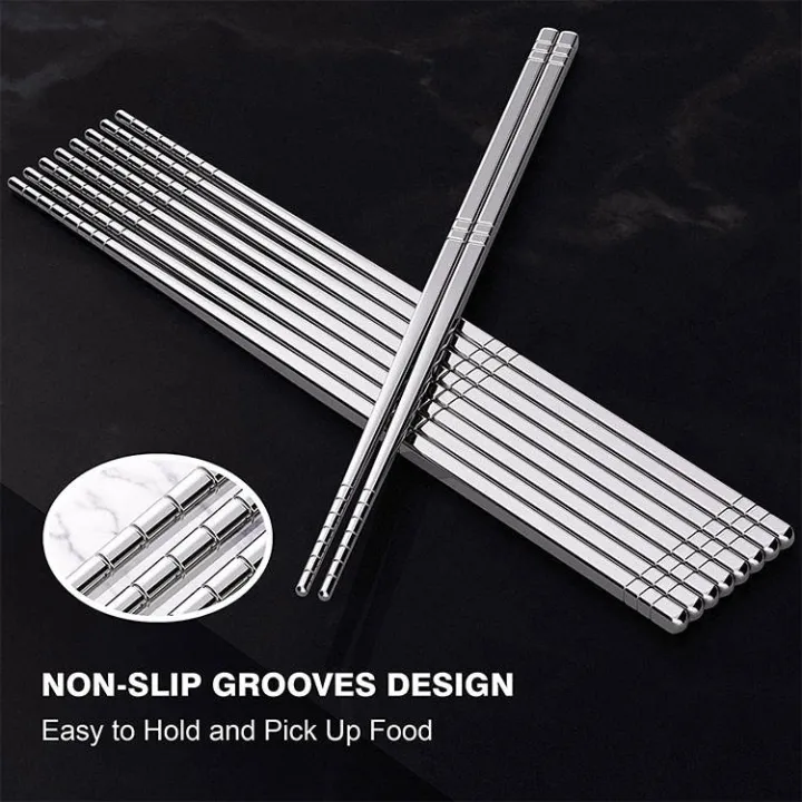 Stainless%20Steel%20Chopsticks%20Reusable%20Silver%20Lightweight%20304%20Metal%20Chopsticks%20Dishwasher%20Safe%20-%205%20Pairs%20(Silver)%20-%20Image%209