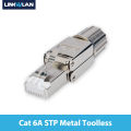 RJ45 8P8C Cat 6A Cat7 Field Connector Full Shielded Termination Plug Toolless Modular Plug for 23AWG Solid Installation Cables. 