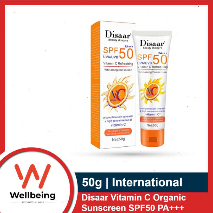 Sunscreen & Aftersun Cream - Disaar Vitamin C Sunscreen SPF50 PA+++ 50gm Oil Free Sunscreen Instant High Protection Sunblock Cream