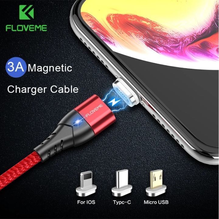 FLOVEME 3A Magnetic Micro USB Cable Type-C Magnet Charger