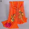 Oimg women fashion long soft wrap shawl rose flower printed sheer chiffon scarf. 