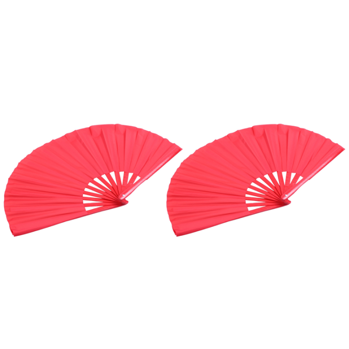 2X Bamboo Structure of Tai Wushu Martial Arts Hand Fan Red
