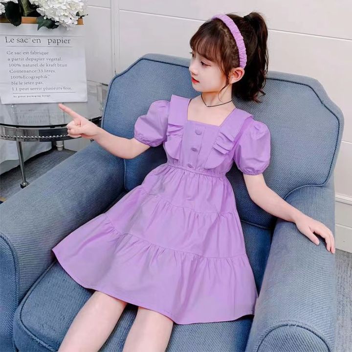 2024 New Children's Fashionable Princess Summer Girls' Dress Big Kids