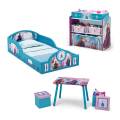 Disney Frozen II 5-Piece Toddler Bedroom Set | Material: Plastic | Assembled dimensions: 29.5″ W x 54.25″ D x 17.25″ H. 