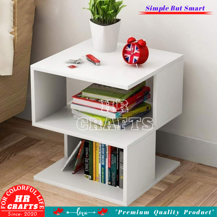 Bed%20Side%20Table%20With%20Storage-Coffee%20Table-%20Color%20Black-White-Walnut%20-3D%20Melamine%20Laminated%20Board%20Size-L16"inch%20W16"inch%20H22"inch-HR%20Crafts%20-%20Image%202