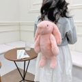 Long Ear Rabbit Doll Fashion Imitation Rex Rabbit Fur Bag Plush Backpack Chain Strap Children's Bag Chain Crossbody Bag Knapsack. 