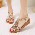 Cross-Border plus Size43Sandals Fairy Style2023Summer New Korean Style Wedge Student Fashion Seaside Beach Shoes Women. 