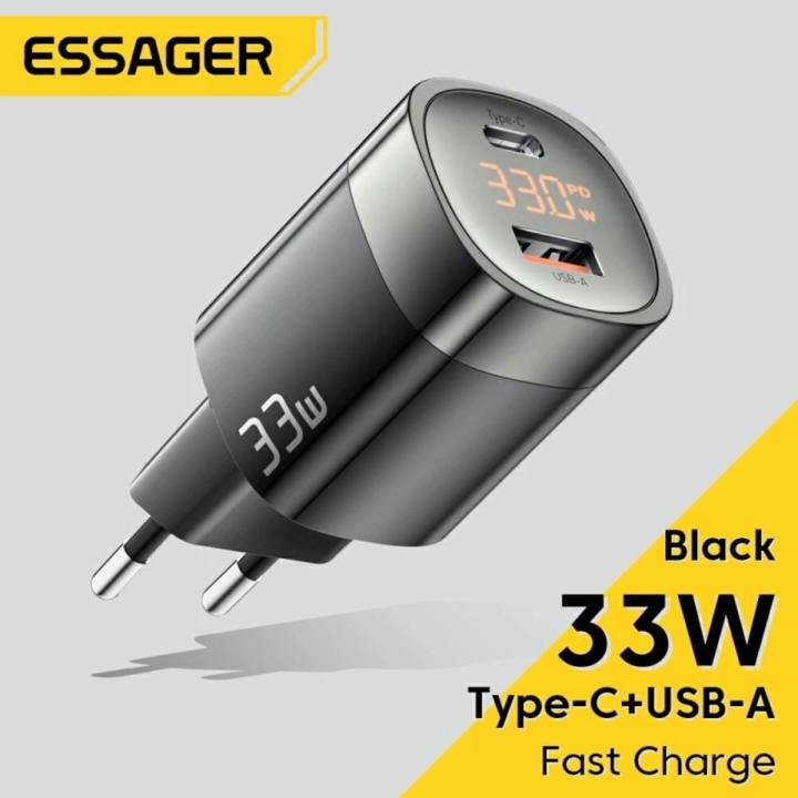 Essager 33W GaN USB C Charger Type C Quick Charge QC PD 3.0 3 0 USB-C Fast Charging for IPhone 14 13 12 Pro Max Fast Wall Display Charger