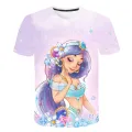 Summer Girls Jasmine Princess T-Shirt Fashion New T Shirts Harajuku Print Casual 3D Disney Series Tops Tees 1-14 Y. 
