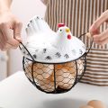 Egg Basket, Wrought Wire Restaurant Basket,Kitchen Hen Decor (White).