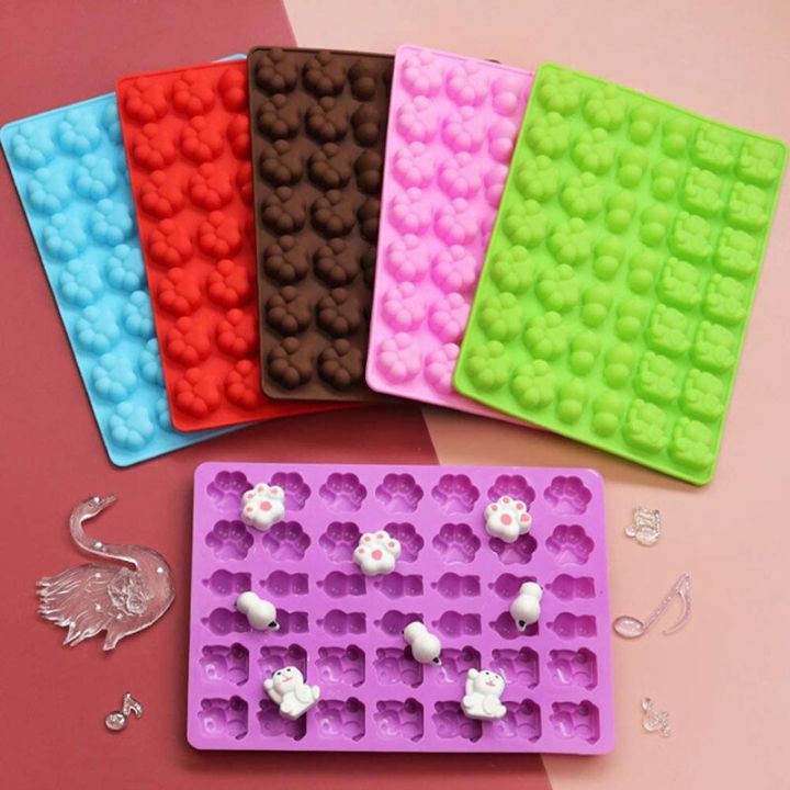 42 Cavity Silicone Gummy Mold Mini Cat Panda Paw Shape Chocolate Candy Jelly Mold Ice Cube Tray Cake Decorating Tool Kitchen
