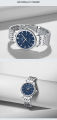 NAVIFORCE 8039 Quartz Watches for Couples Stainless Steel Strap Casual And Business Fashion Wristwatch Water Resistance Clock for Men and Women - Silver & Blue. 