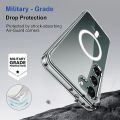 Samsung galaxy s23 MagSafe Compatible Shockproof Transparent Slim Fit Wireless Charging supported Frosted Border Phone Back Case Mobile Cover - 323438539. 