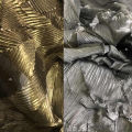 Gold and Silver Two-Color Gilding Creative Louver Pleat Three-Dimensional Reconstruction Special Texture Messy Pleated Clothing Cloth Designer Fabric.