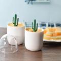 Cotton Swab Holder Plastic Cactus Shape Toothpick Holder Q tips Container Toothpicks Storage Organizer Mini Tree Decorated. 
